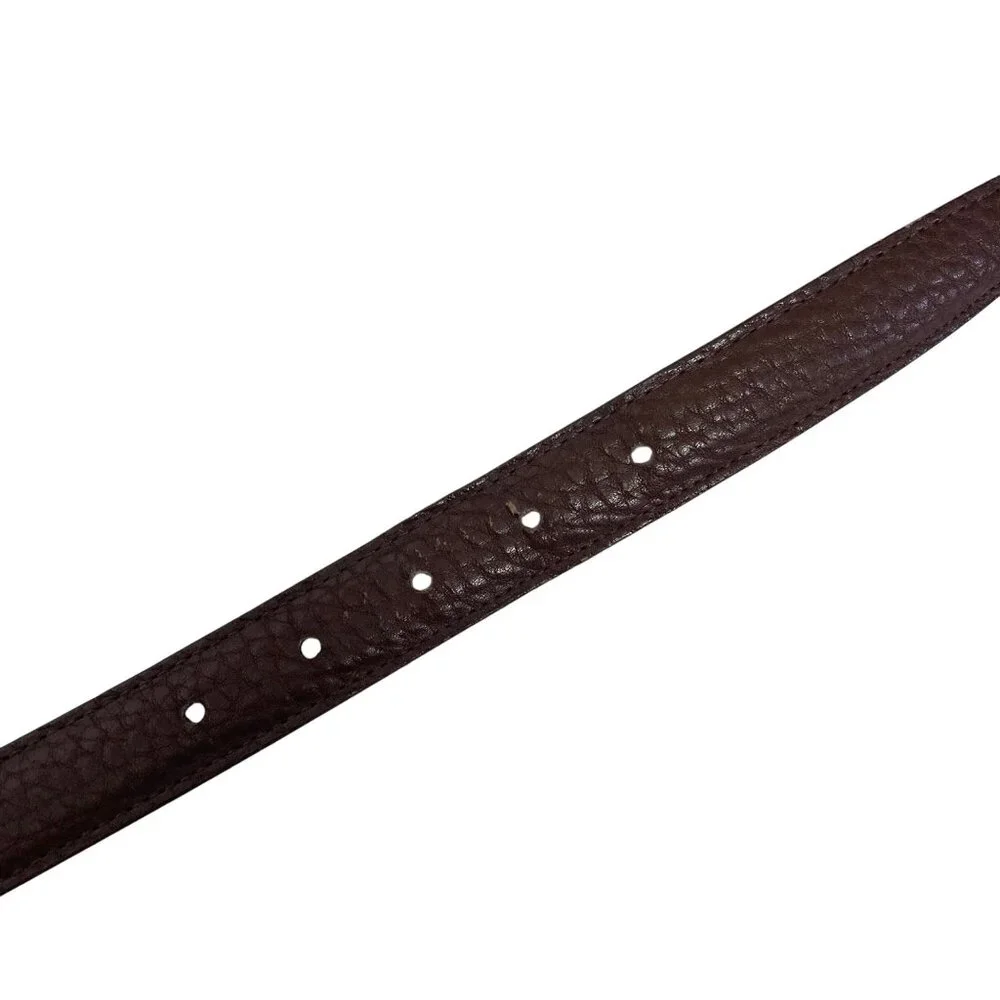 Dooney & Bourke Textured Brown Leather Belt Mens 40 Brass Buckle Made In USA